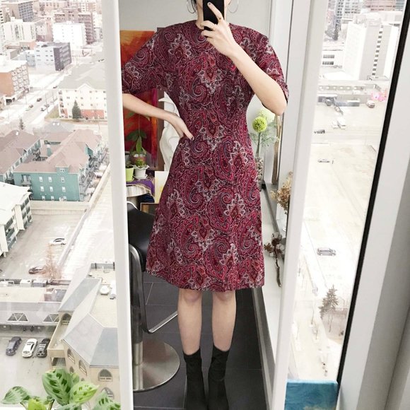 Vintage 70s psychedelic paisley midi dress - Picture 2 of 8